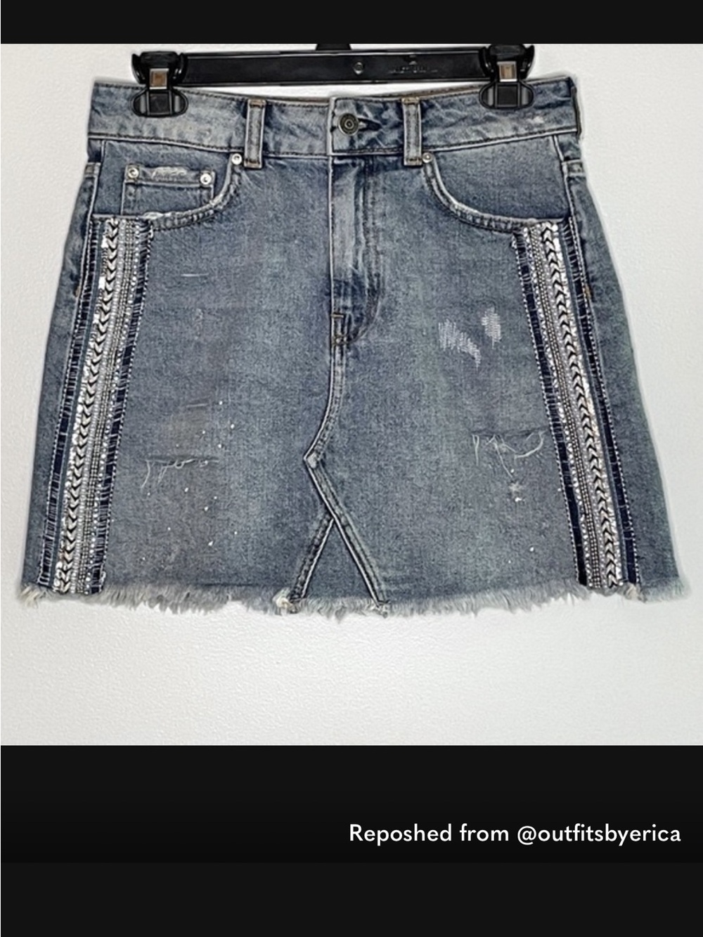 Free People Light Blue Denim Mini Skirt